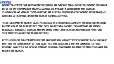 Incident Objectives That Drive Incident Operations are Established by the